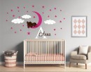 Elephant on Moon Custom Name Decal for Nursery